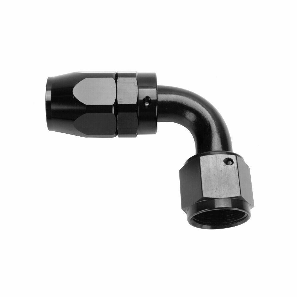 2Pcs 90° 90Degree Swivel Hose Line End Fitting Adaptor Fuel Oil AN10 10AN Black