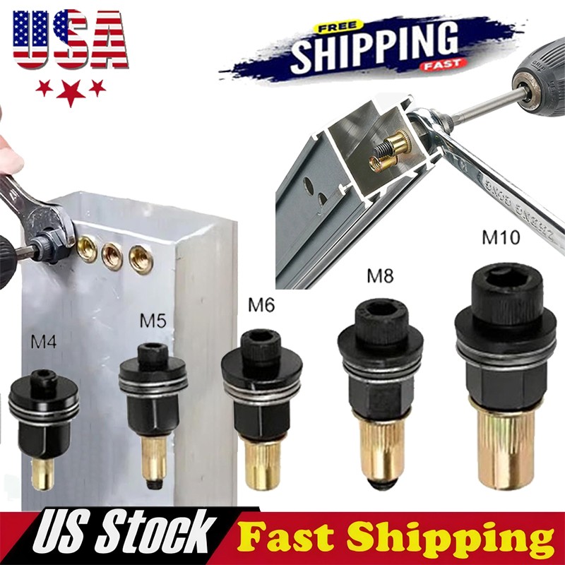 5Pcs Manual Rivet Nut Tool Adapter Carbon Steel Flat Head Threaded Insert Nuts