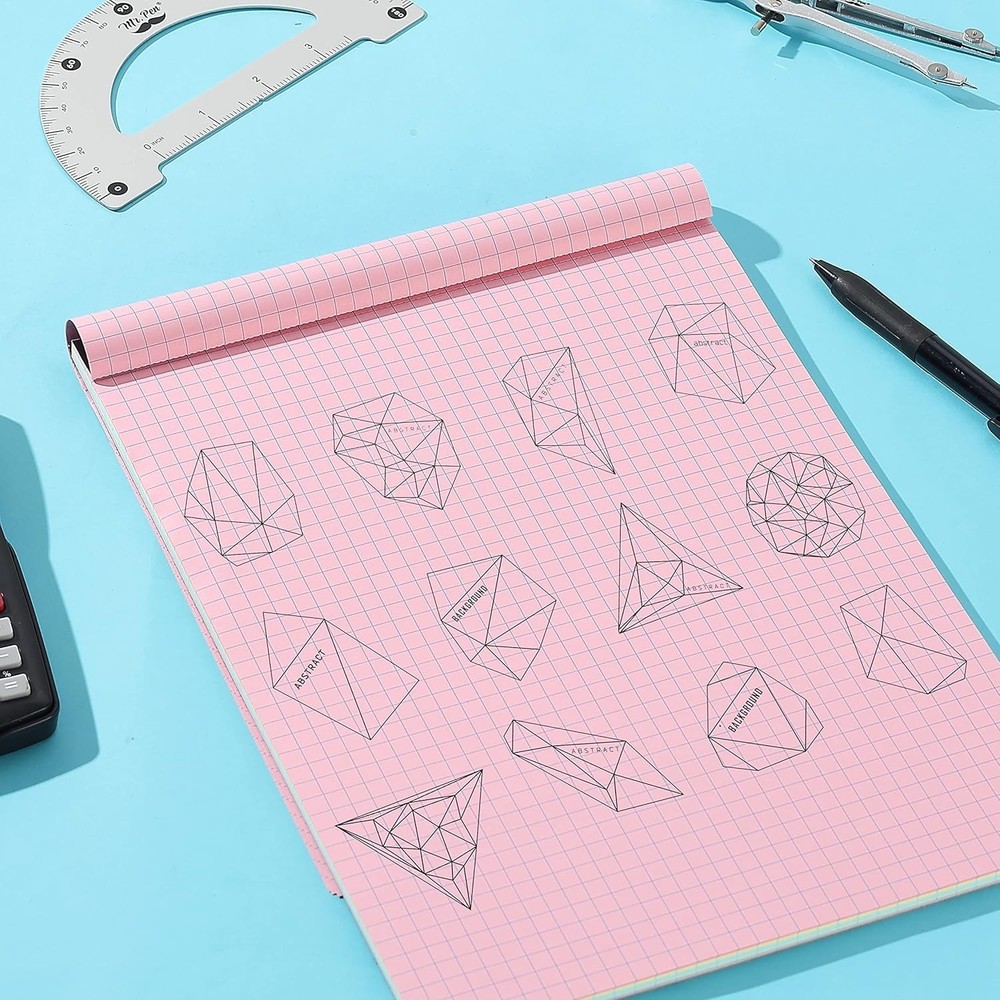 Versatile 11x8.5 Pastel Graph Paper Pad – 50 Sheets for Creativity & Calculation
