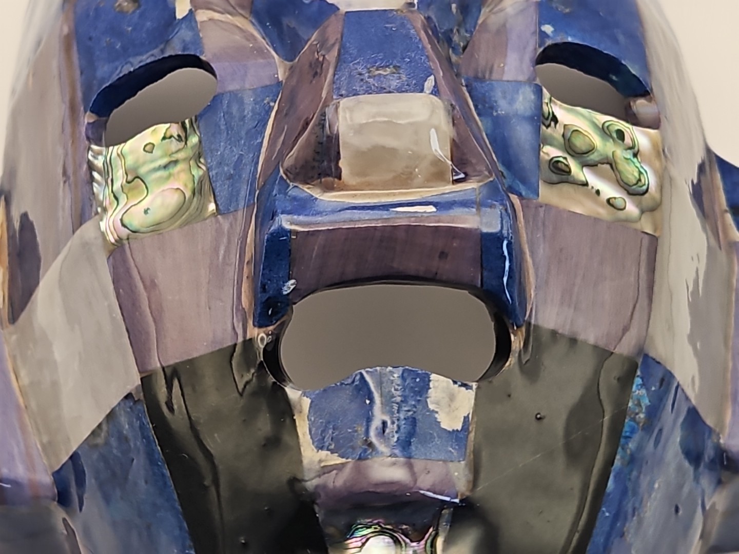 Mexican Mexico Mayan Aztec Death Burial Mask Abalone Stone Figurine Decorative