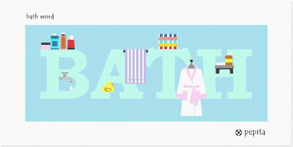 Bath Word Needlepoint Kit or Canvas (Home)