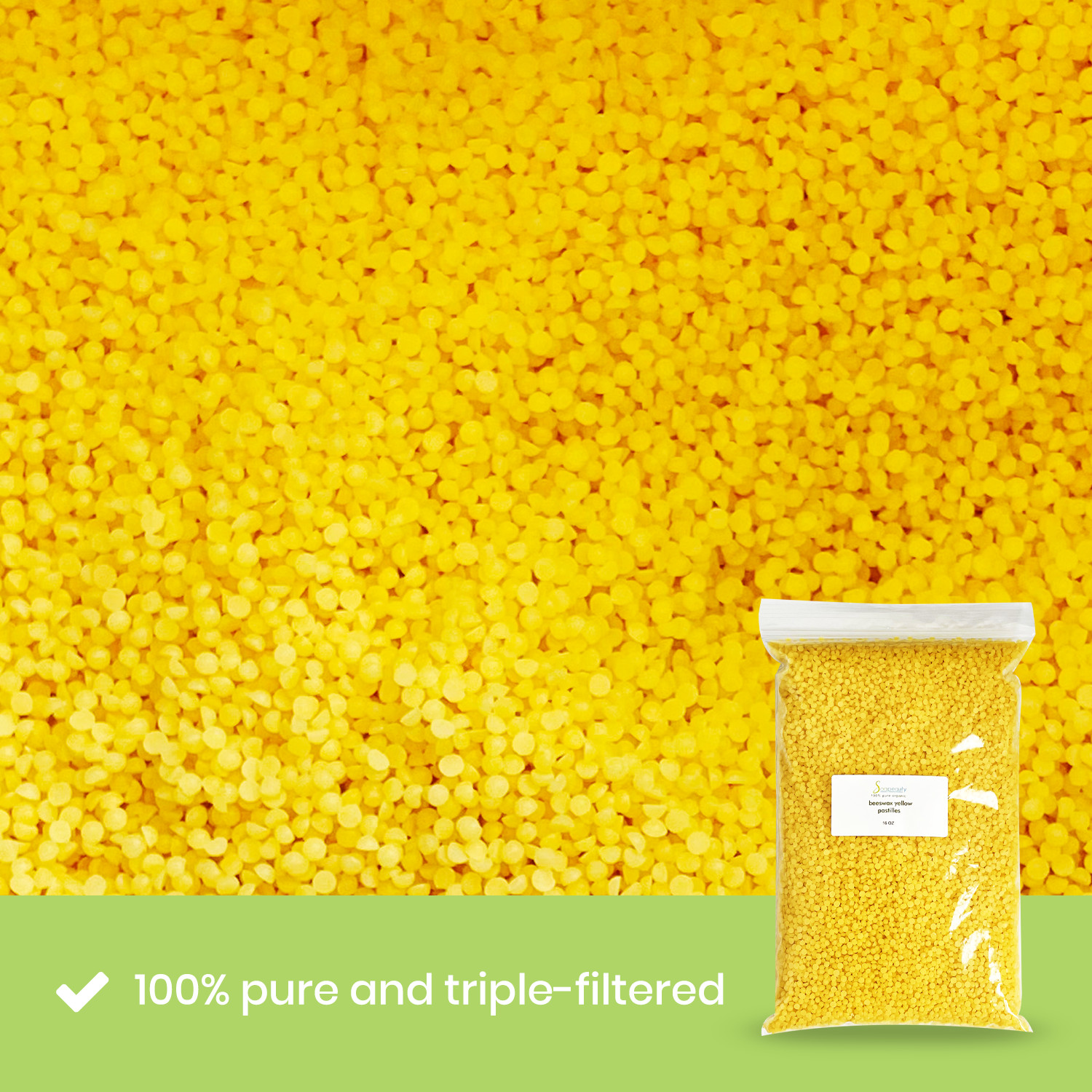 Yellow Beeswax Pastilles Beads 100% Pure & Natural for Lip Care, Body, Candles