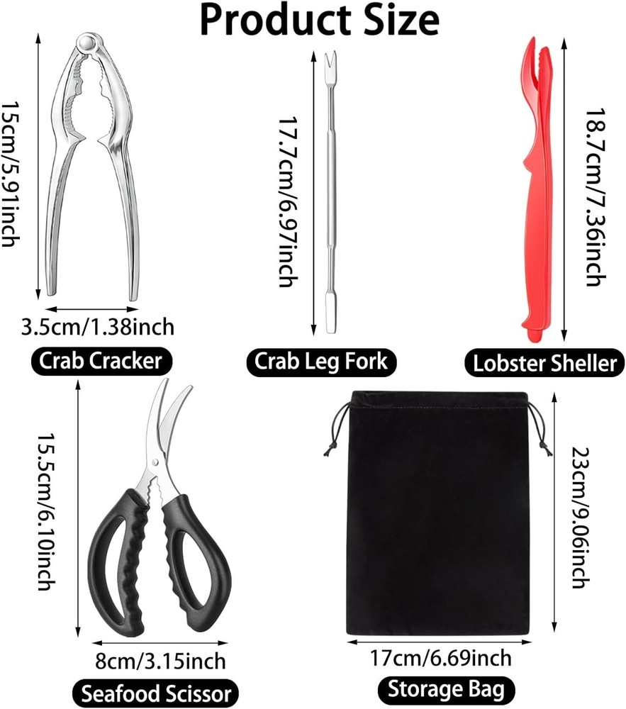 Professional Seafood Cracker and Sheller Set: 9 Durable Tools for Easy Serving