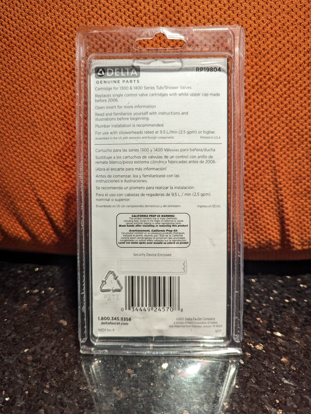 Delta RP19804 Replacement Faucet Cartridge Box damaged