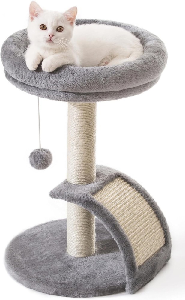 Small Cat Tree Tower with Scratching Post, Modern Kitten Tower for