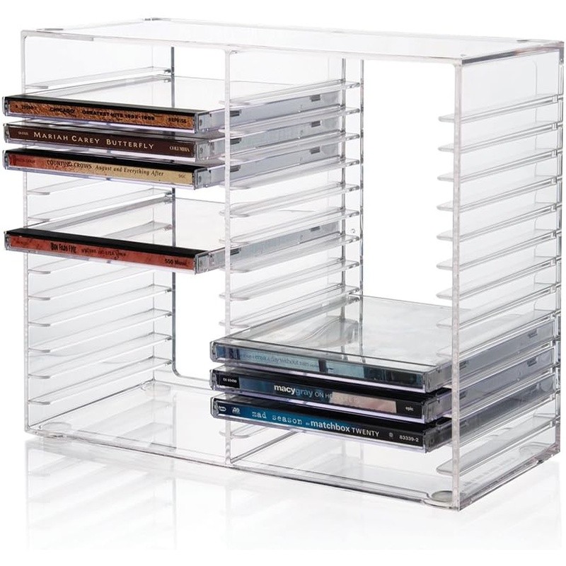 Stackable CD Organizer Durable BPA-Free Plastic Media Storage Solution New