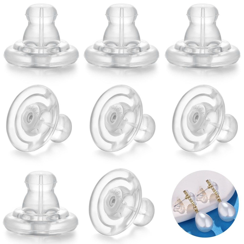 Earring Backs,18K Gold Silicone Earring Backs Replacements for Studs/Droopy