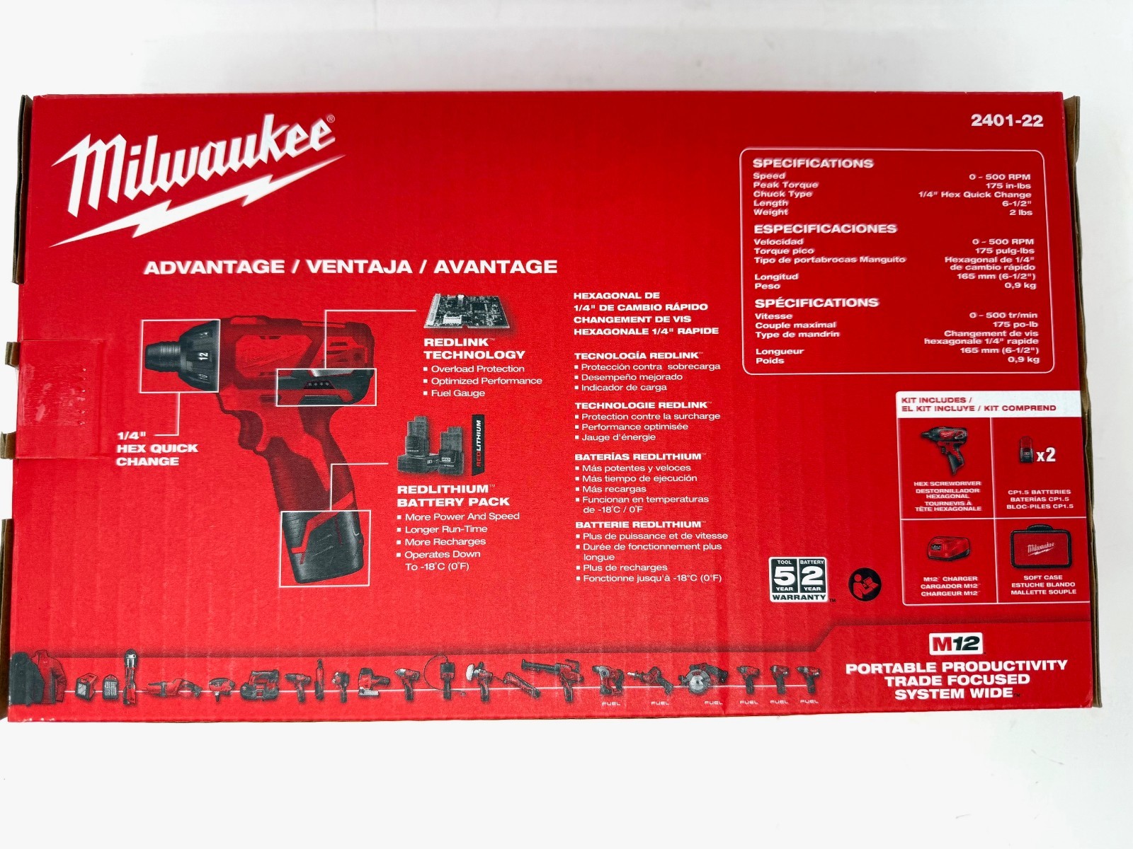 M12 12V Lithium-Ion Cordless 1/4 in. Hex Screwdriver Kit with two Battery