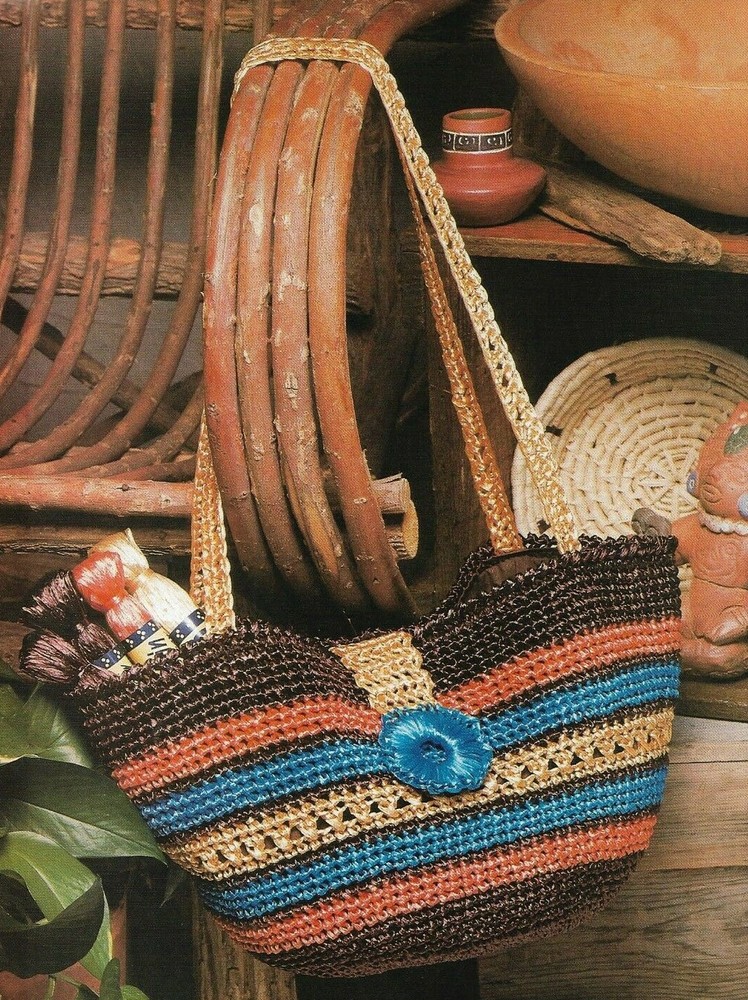 RAFFIA PURSE HANDBAG TOTE CROCHET PATTERN INSTRUCTIONS