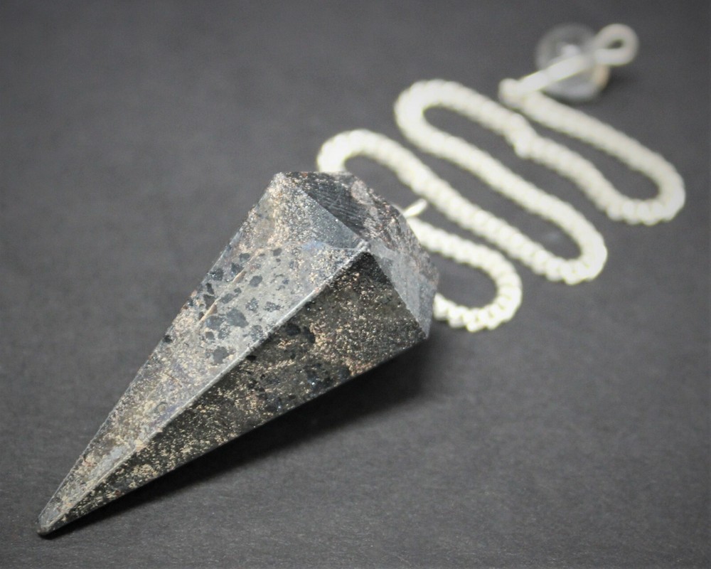 Hematite Faceted Pendulum with Chain (Dowsing, Divination)