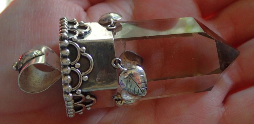 Nice Clear Crystal Point Pendant in Sterling Silver