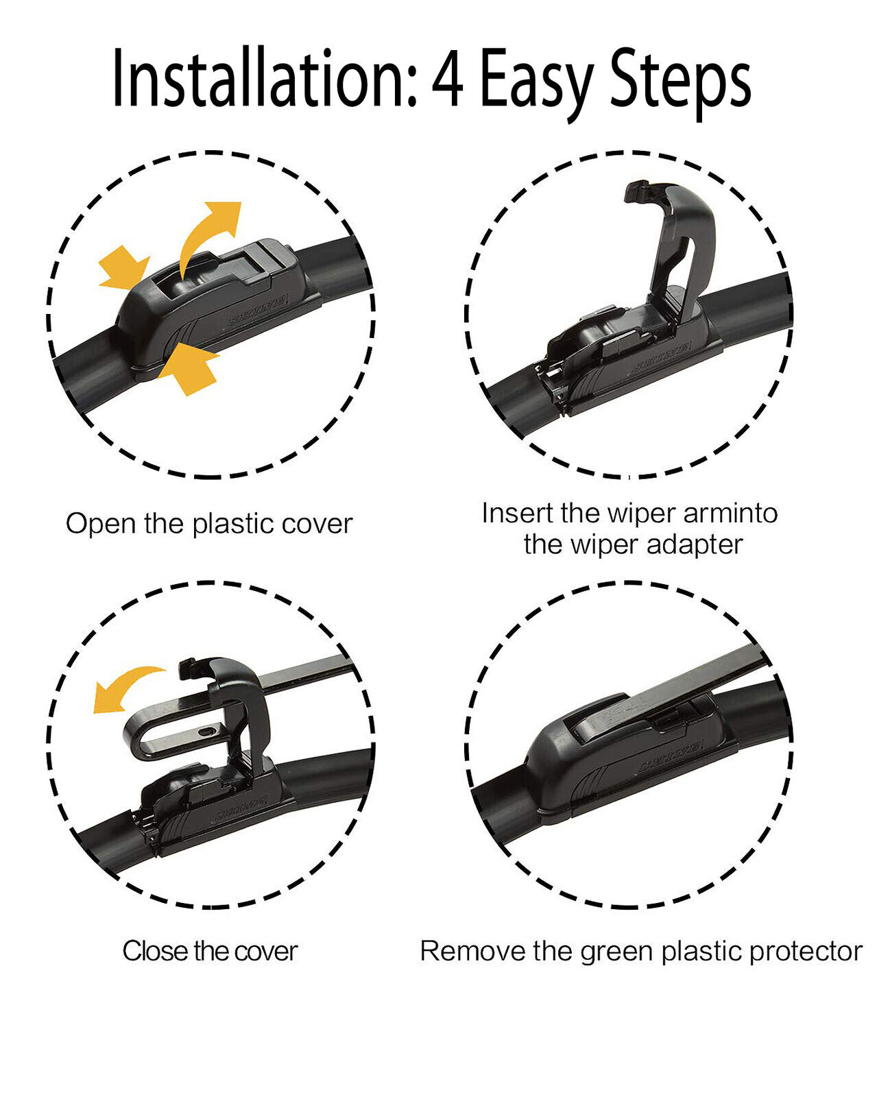 Pair Windshield Wiper Blades J-hook Quality 26" & 16" Inch Bracketless Frameless