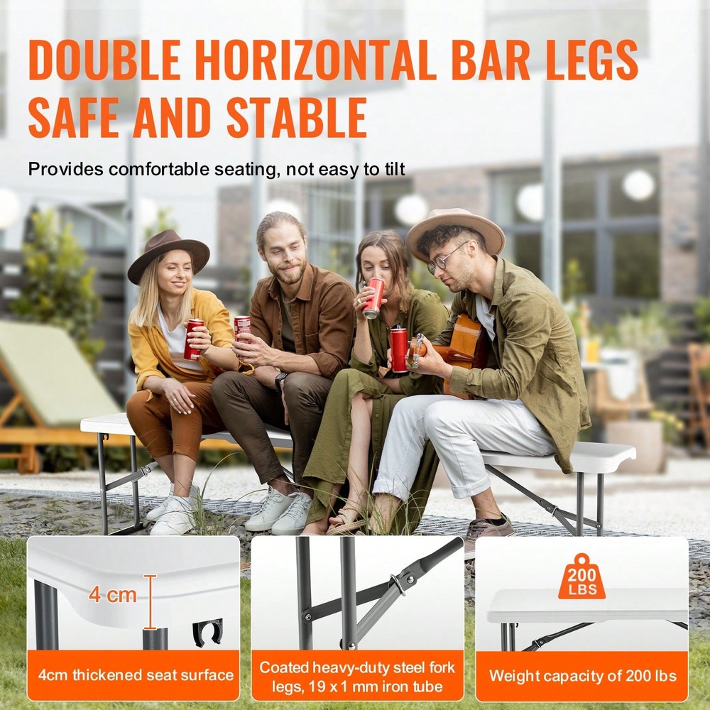 Plastic Folding Bench, 6 FT Portable Folding Bench