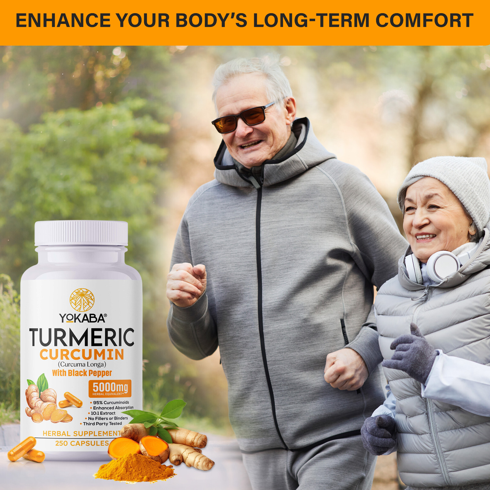 250 Capsules Turmeric Curcumin 5000mg Herbal Extract with BioPerine by YOKABA