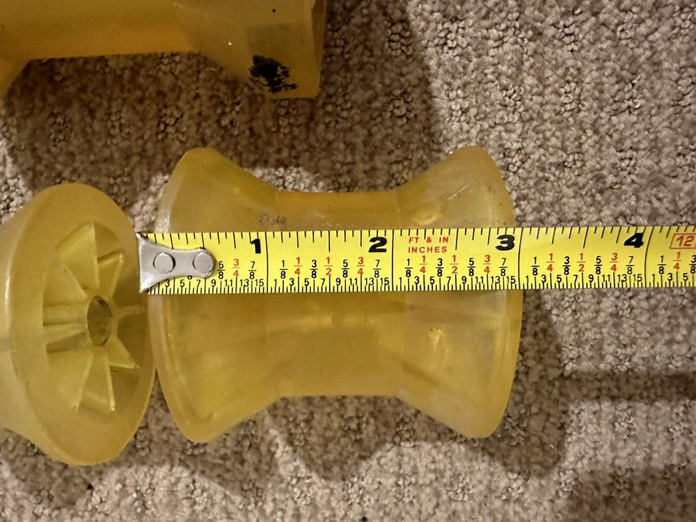 (1) Yellow Polyurethane Boat Trailer Bow Stop Roller Assembly & (2) Bow Rollers