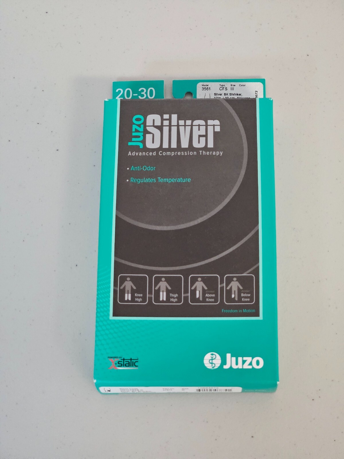 Juzo Silver 3561 Advanced Compression Therapy 20-30 mmHg BK Shrinker CFS 12"
