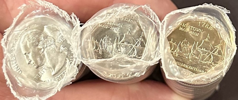 THREE Plastic Bank Wrapped Quarter Rolls Virginia Errors(?)