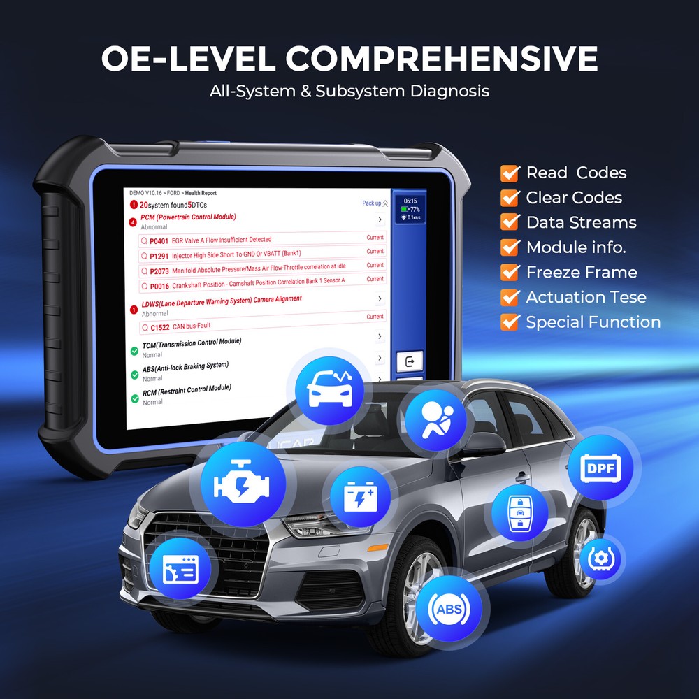 MUCAR VO8 Automotive Diagnostic Scanner BT Bidirectional E.CU Coding 34+ Service
