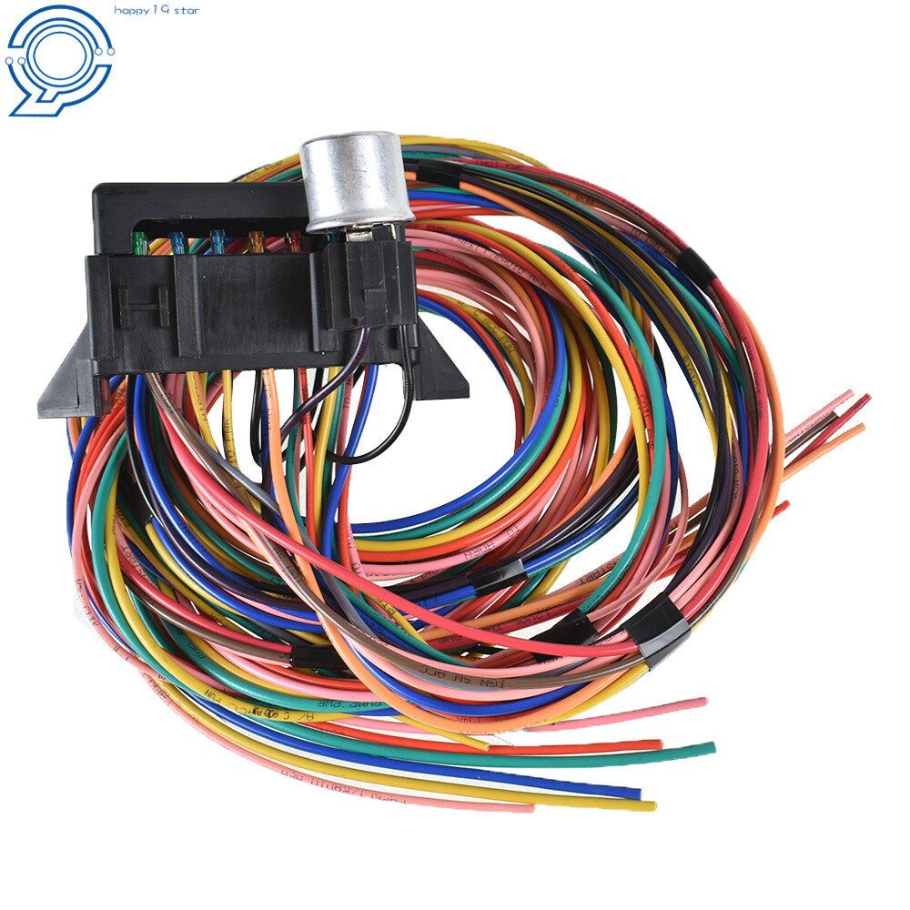 14 Circuit Universal Wire Harness 14 Fuse 12v Street Hot Rat Muscle Rod Wiring