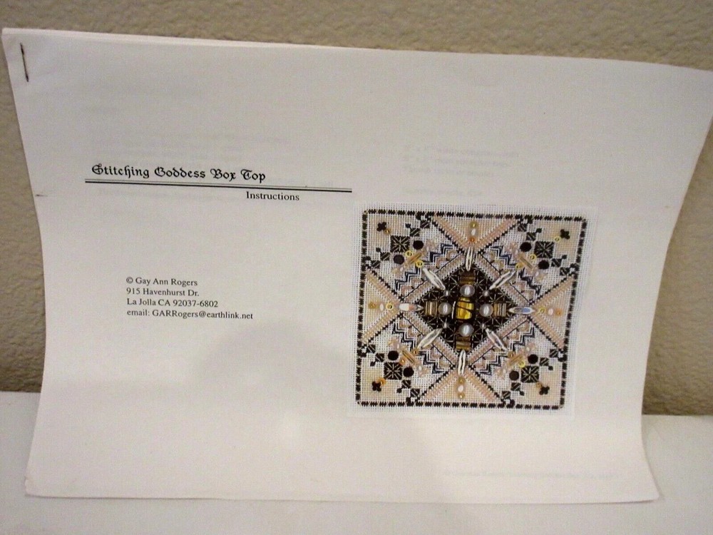 Gay Ann Rogers STITCHING GODDESS BOX TOP Ctd Thread/Needlepoint Pattern