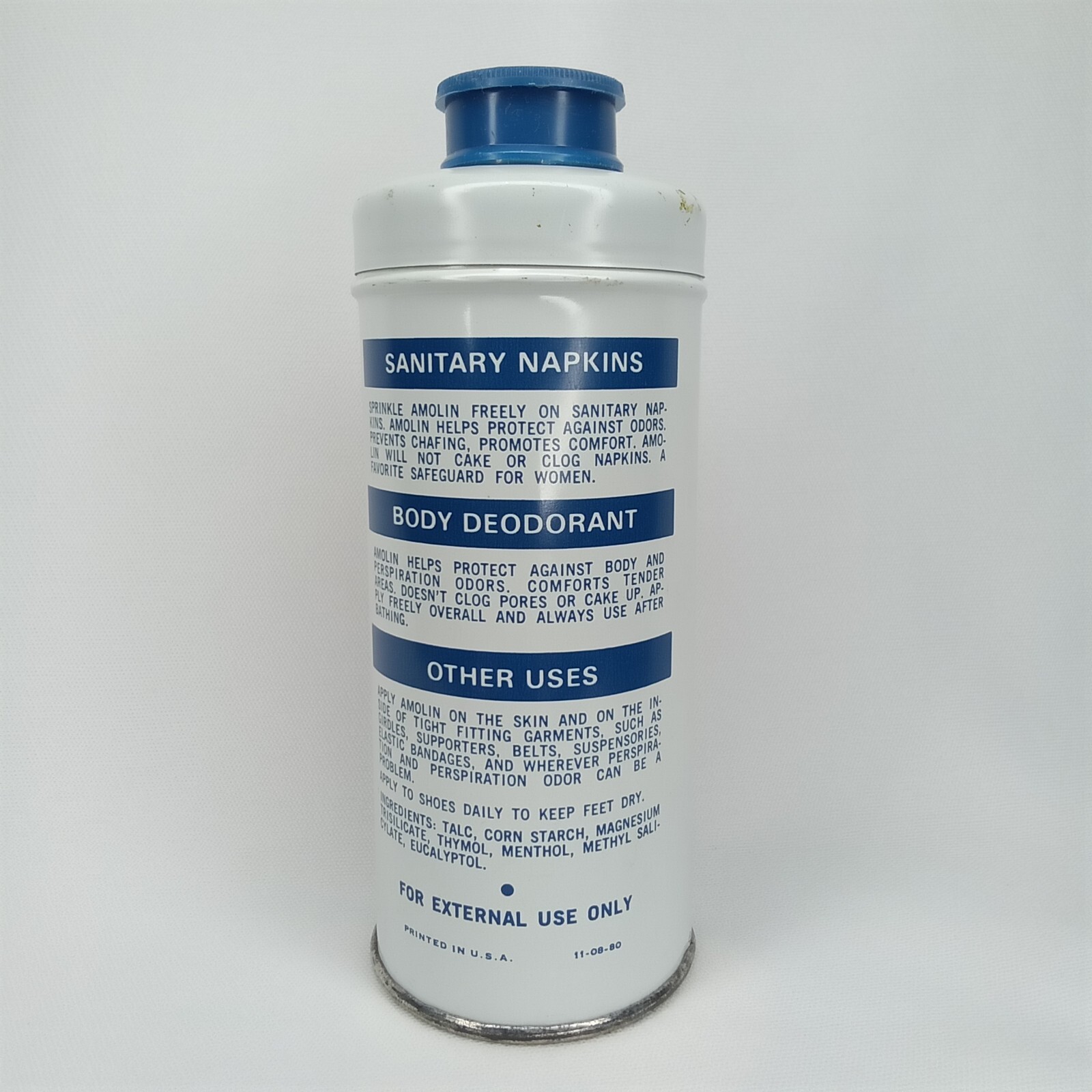 Vintage Amolin Personal Deodorant Powder Tin Norwich New York Made In USA 1940s