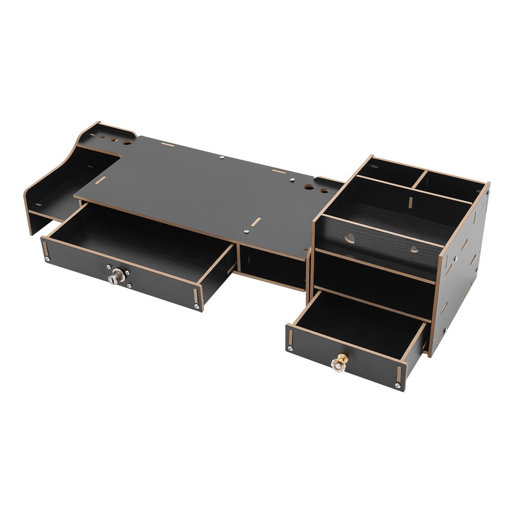 Monitor Stand Riser W/ Storage Organizer & Lock Drawer for Home Office Computer