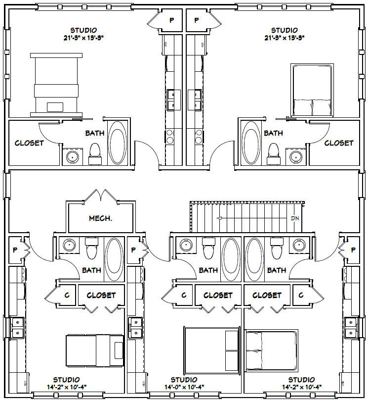 44x48 10-Plex - PDF FloorPlan - 4,114 sqft - Model 4E