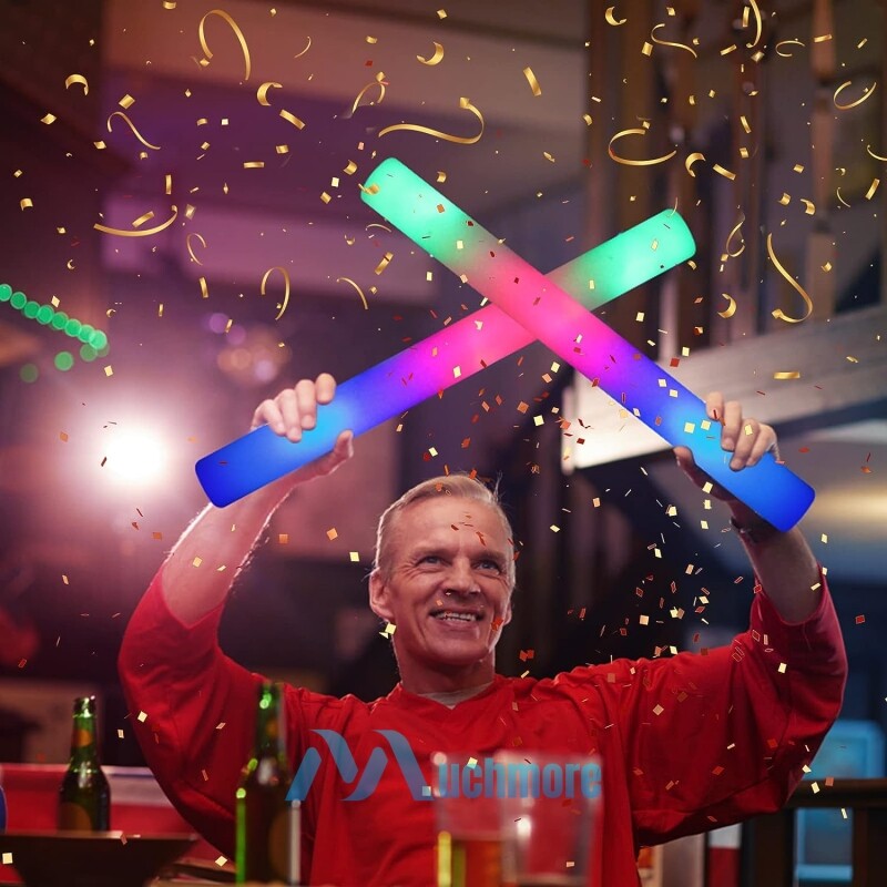 72PCS Light Up Foam Glow Sticks LED Wands Batons DJ Party Flashing Bulk 3 Modes