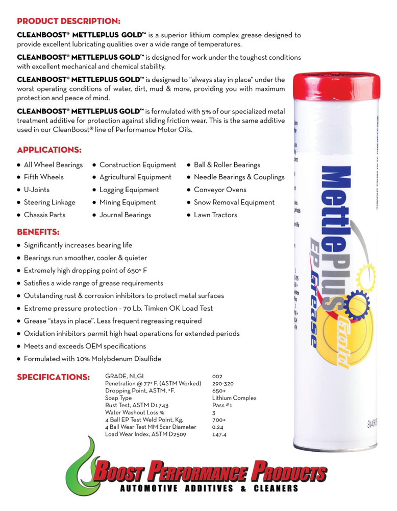 CleanBoost® Mettle Plus™ EP2 High Temperature Grease - 10 pk.