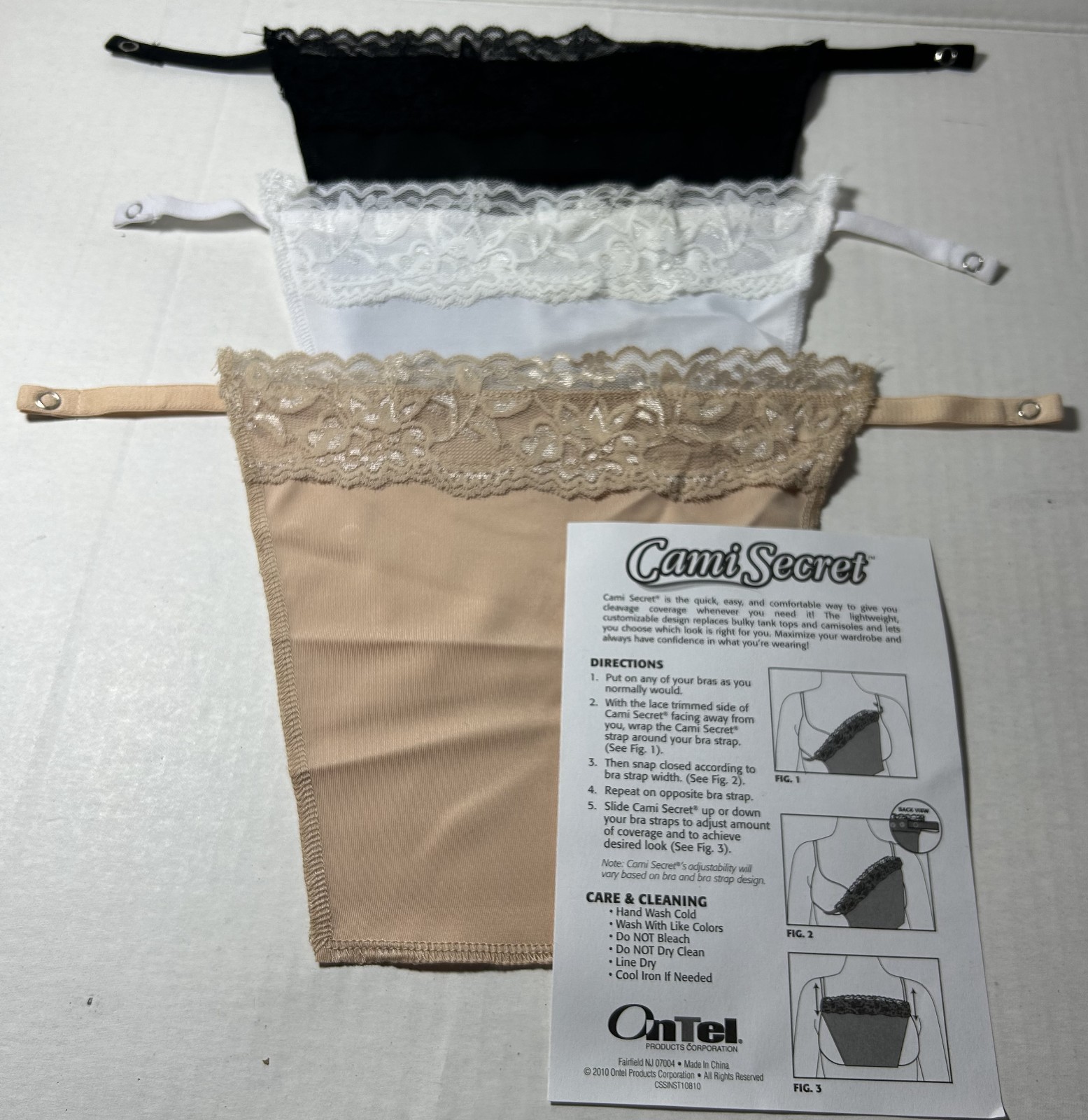 As seen on TV Cami Secret Clip on Camisoles White Black tan Adjustable One Size