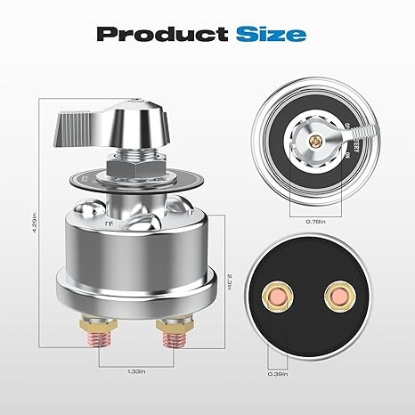 Battery Disconnect Switch, ON/Off 12-48V High Current 200A Master 200A Switch