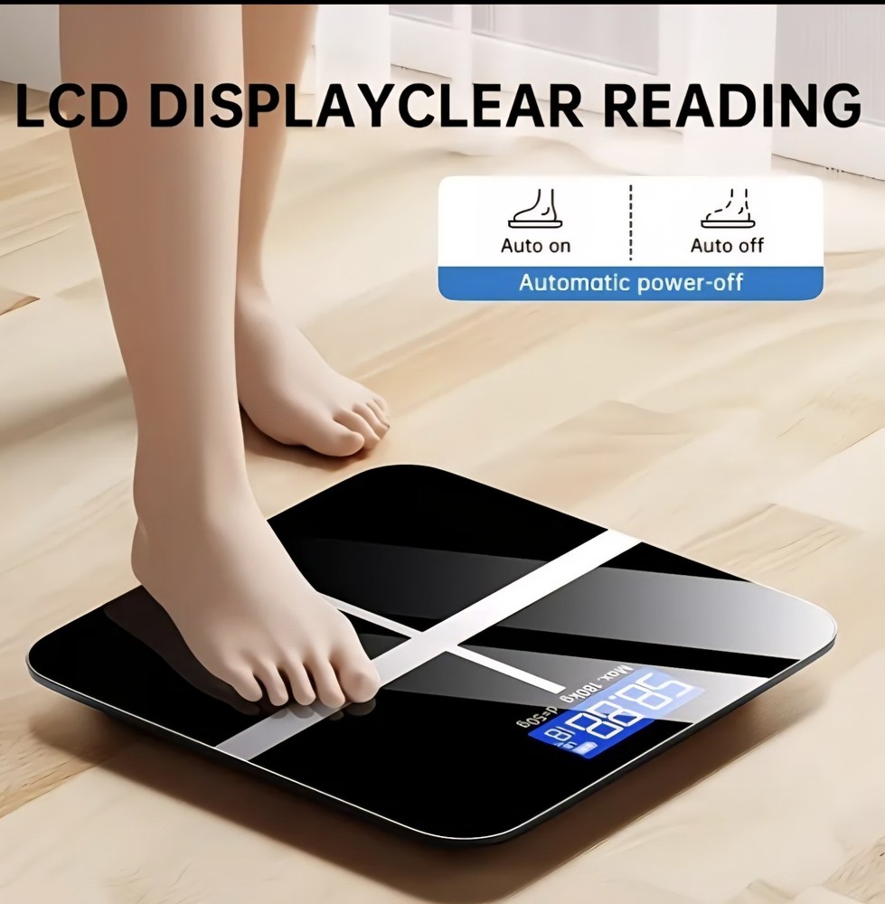 CUPSHE Digital Platform Scale, LED Display, Tempered Glass, Black