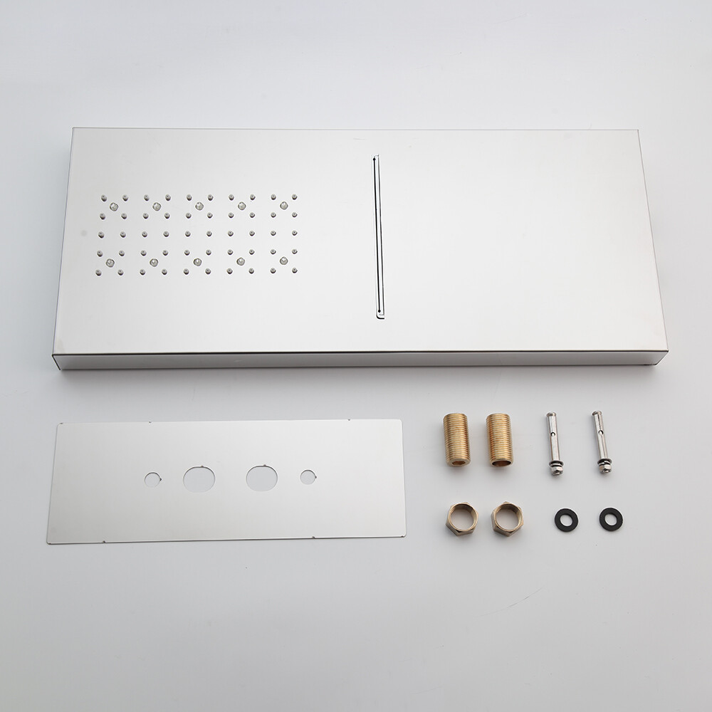 Rainfall/Waterfall 22" Chrome LED Shower Heads Rectangular Wall Mount Mixer Taps