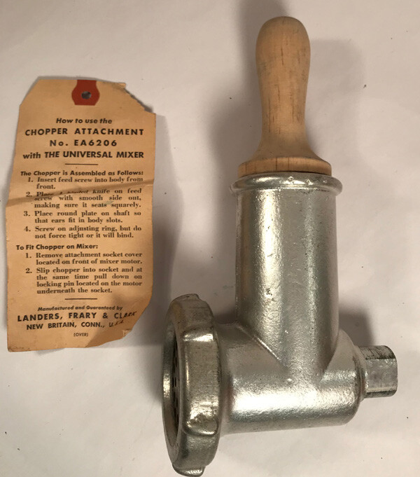 Universal Mixer Chopper Attachment, NOS with tag