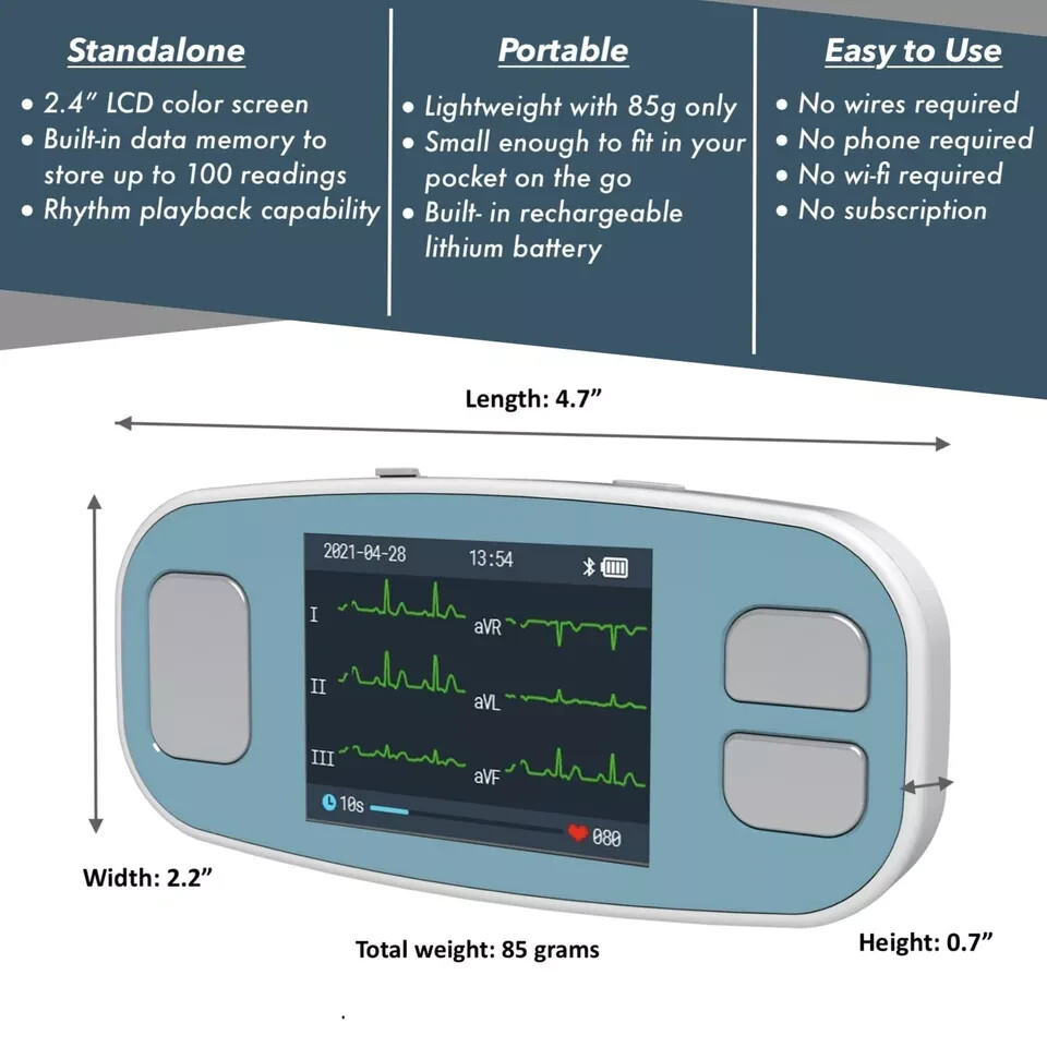 EMAY 6Leads Portable ECG Monitor Record ECG & Heart Rate in 6 Channels /OPEN BOX