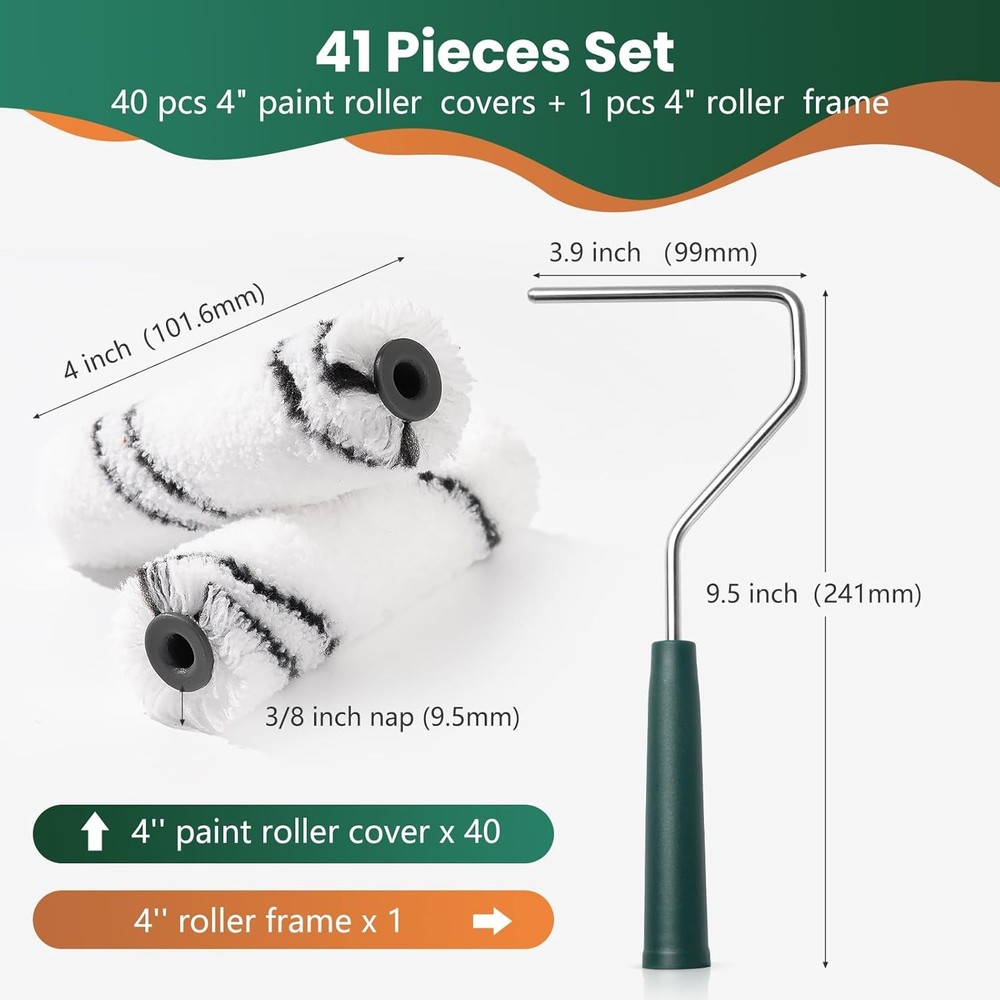 Microfiber Paint Roller 4 Inch, Small 4 inch paint roller 40 pack