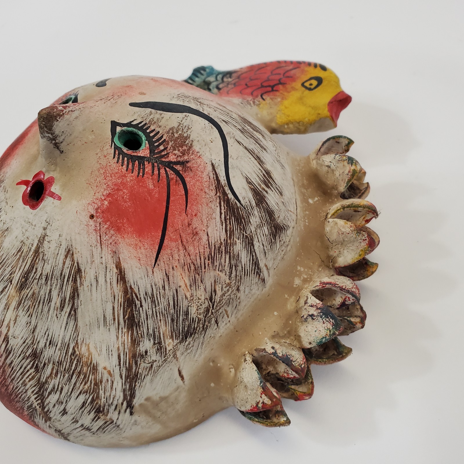 Vintage Lot of 3 Mexican Coconut Shell Folk Art Masks Guerrero Wall Decor