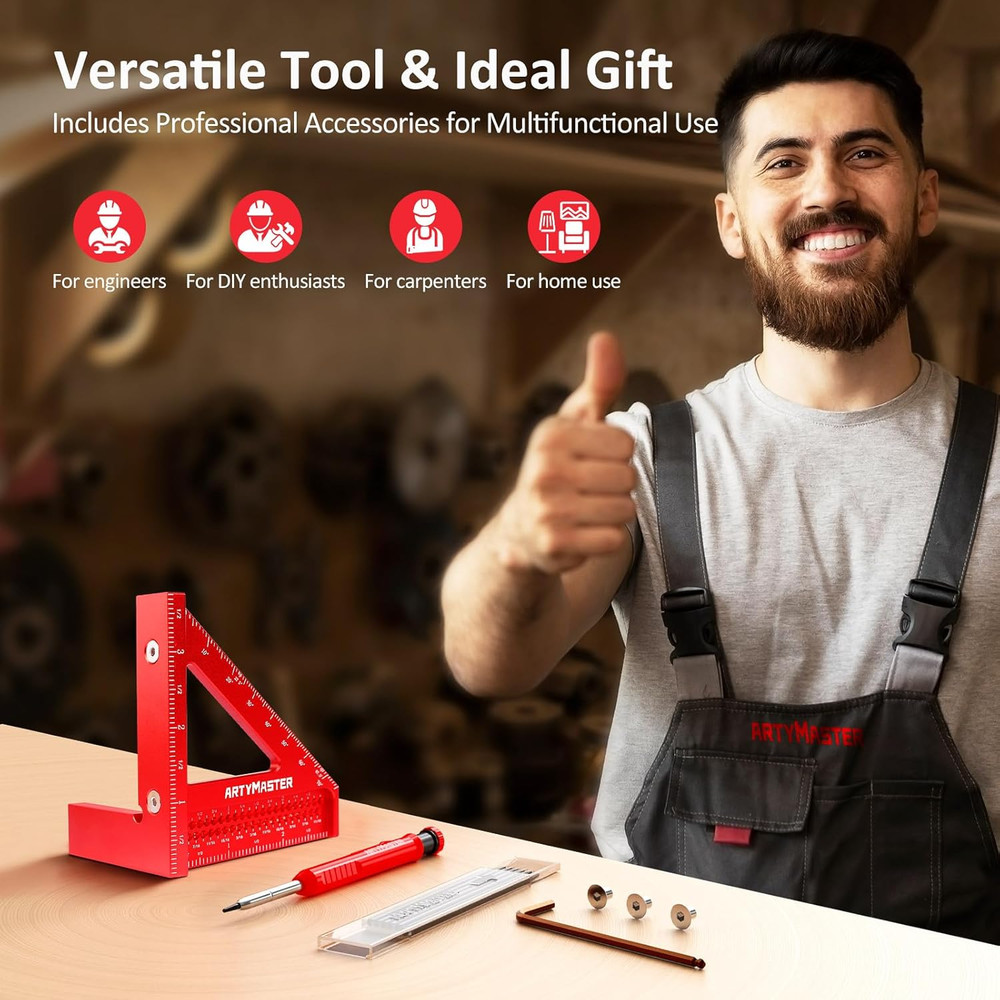 3.8＂Mini 3D Multi-Angle Measuring Square Ruler, WT102A High Precision Hole Sc...