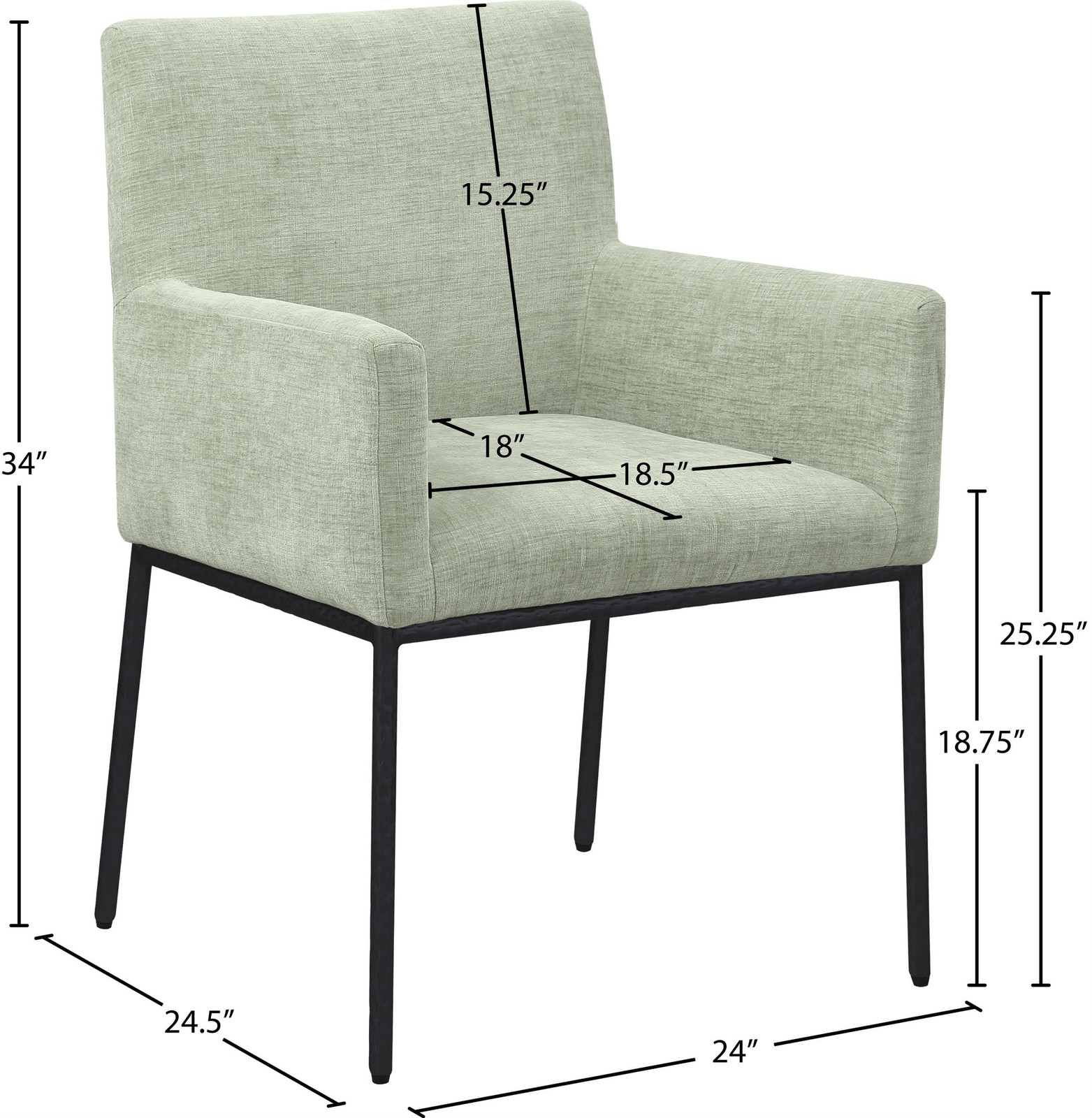 Meridian Furniture Reeves Mint Chenille Fabric Dining Chair (Set of 2)
