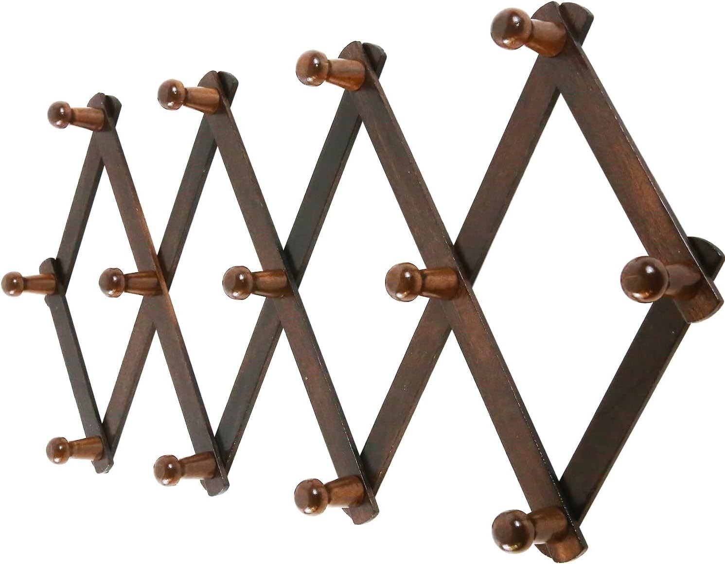 Wall Expandable Coat Rack Accordion Style Hat Rack Coffee Mug Hanger 13 Wood ...