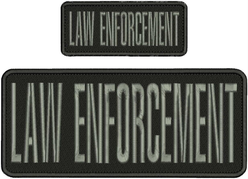 LAW E EMB PATCH4X10 AND 2X5 HOOK ON BACK BLACK/GRAY