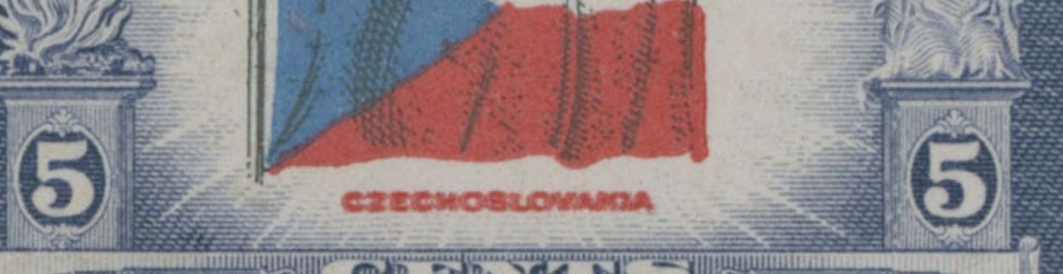 1943, USA, CZECHOSLOVAKIA 5C, DOUBLE IMPRESSION OF RED ENGR. COLOR, NH, SC.#910a