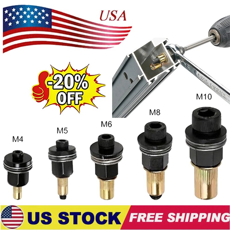 5Pcs Manual Rivet Nut Tool Adapter Carbon Steel Flat Head Threaded Insert Nuts