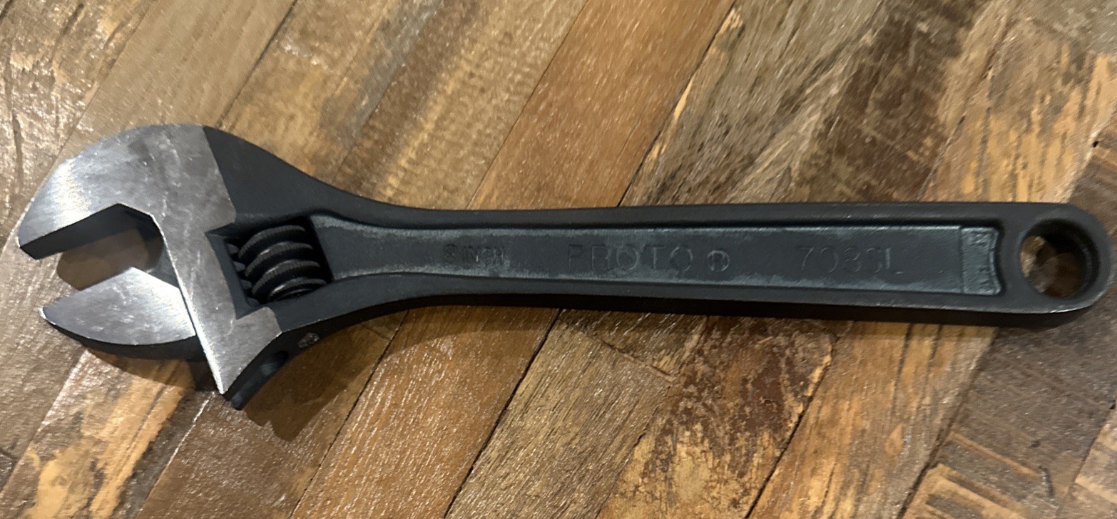 Stanley PROTO 8" Adjustable Wrench 708 Made in USA Chrome NEW Clik Stop Black