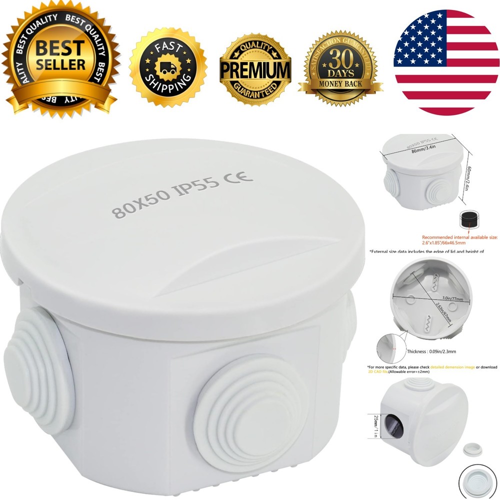 Sturdy Waterproof Junction Box, Dustproof Electrical Enclosure for All Projects
