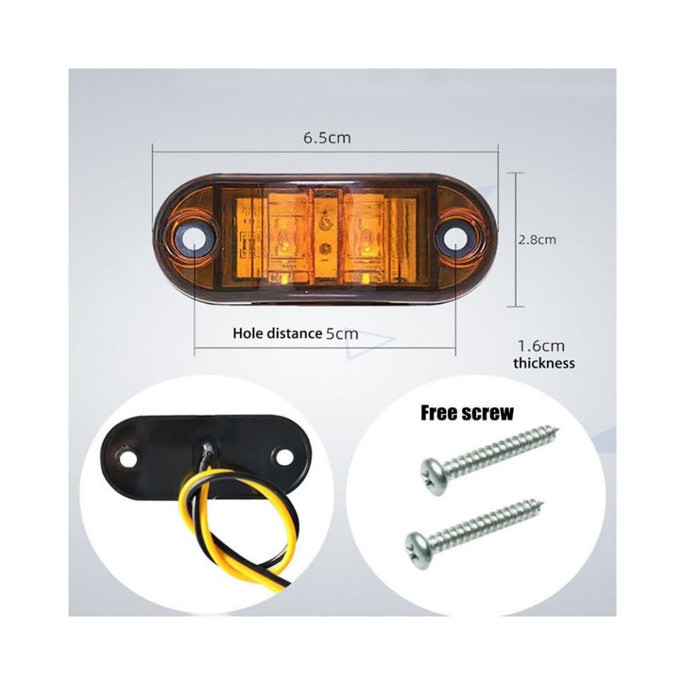 4 Pcs 2.5 Inch 9-30V side tail lights, 2 Diode Waterproof LED, E4 trailer side