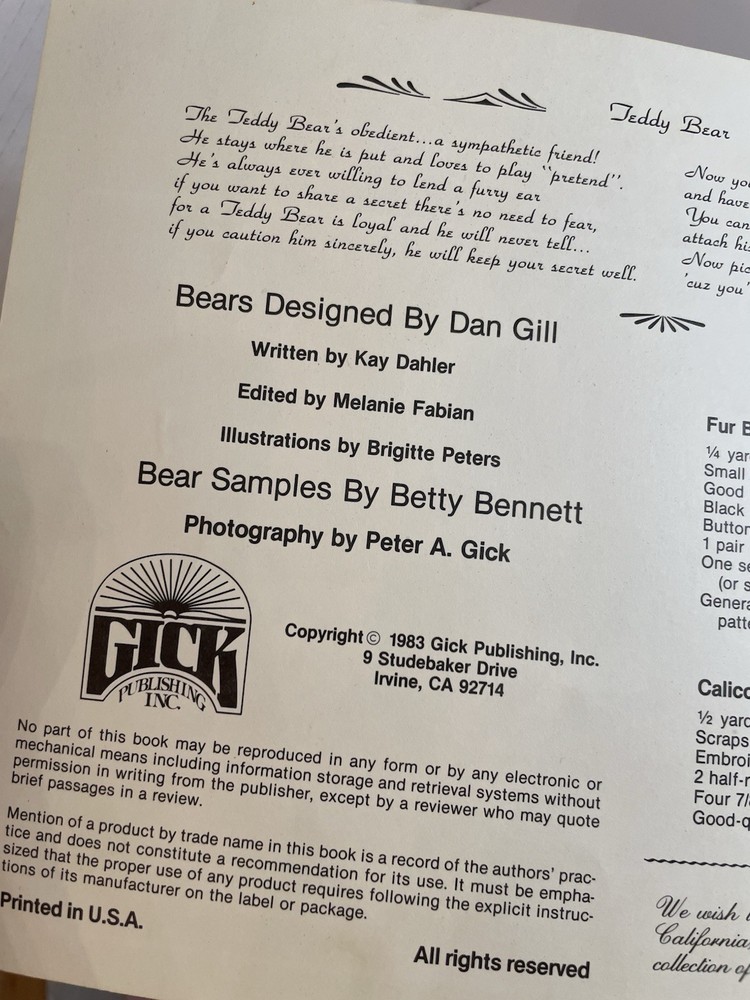 That Patchwork Place - Dan Gill - Vintage Teddy Bear Pattern Books