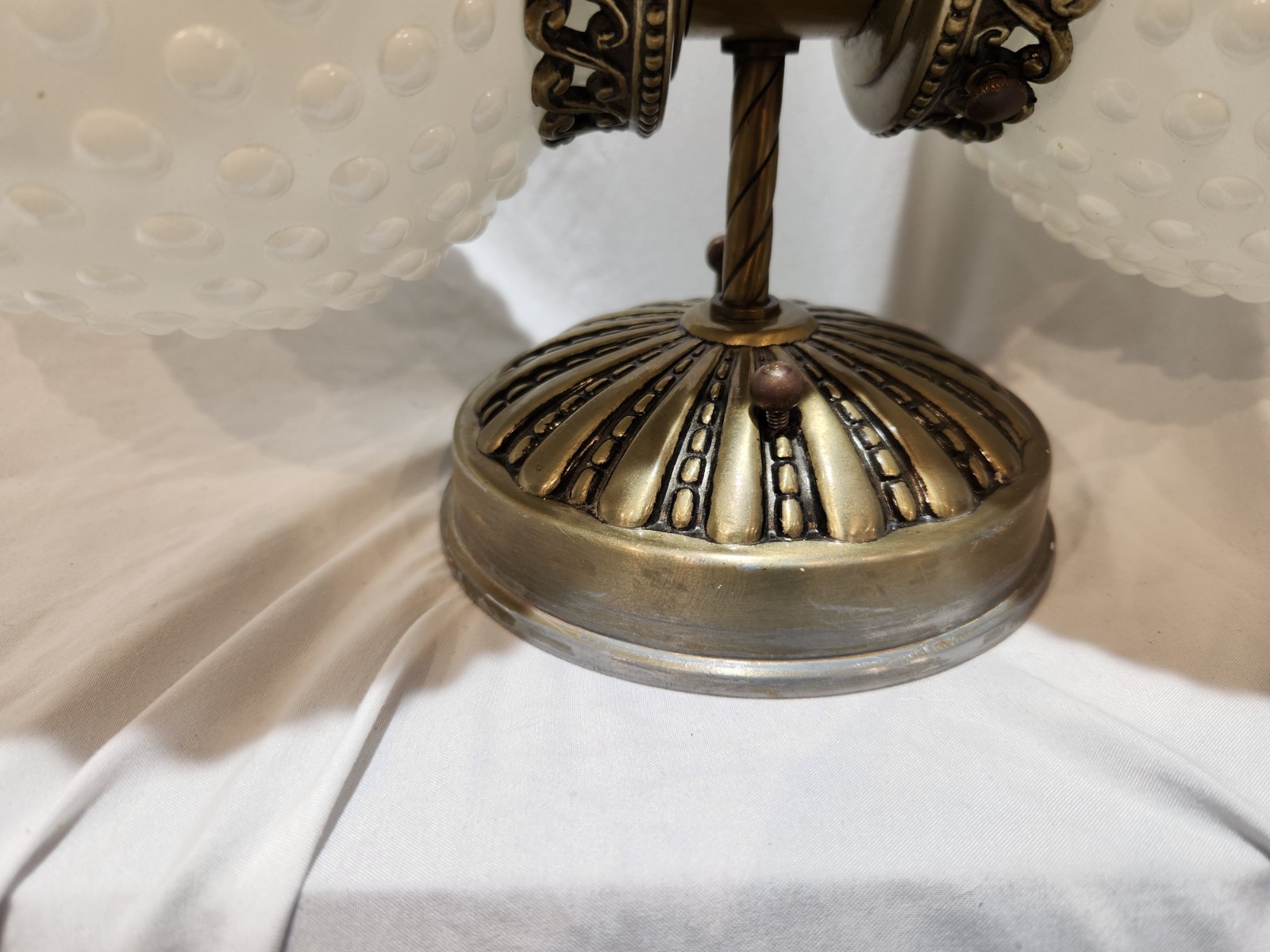 Vintage Scroll Double Hobnail Crown Globes Bathroom Vanity Wall Light Fixture