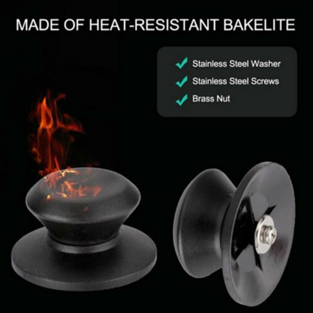 New Practical Home Pot Lid Knob Pan 2x Accessory Bakelite Black Cookware