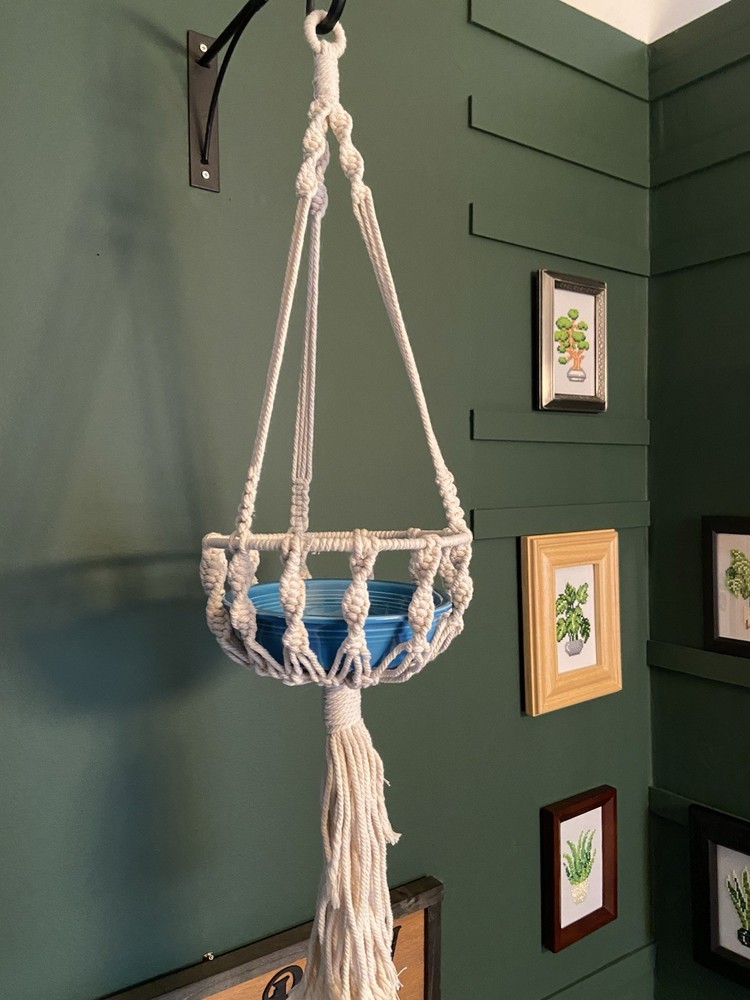Macrame Ivory Plant Hanger With Ring 30”